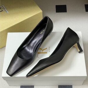 The Row Black Leather Heels